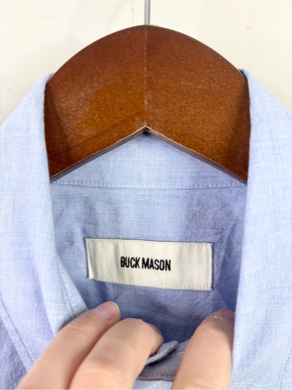 Buck Mason french blue mainstay cotton shirt size XS new button down relaxed - Picture 6 of 9